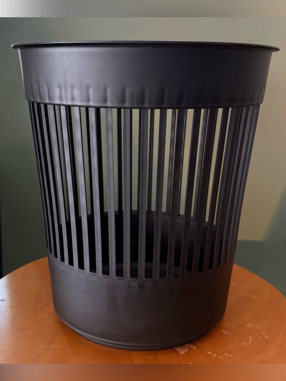 Vintage 70s 80s Heller Canada 12" Black Waste Basket Trash Can, MCM Mid Century